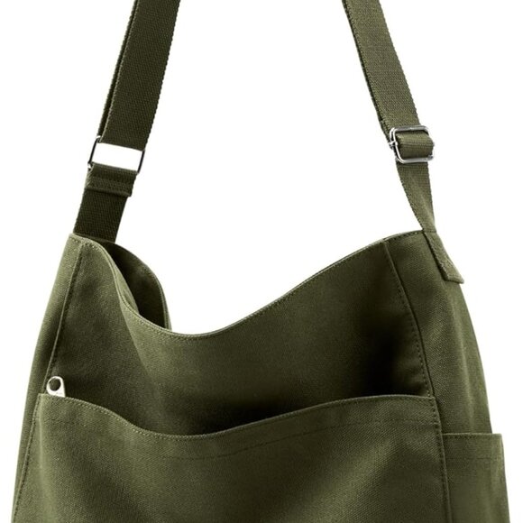 KALIDI Canvas Tote Bag Large Hobo Crossbody Shoulder Handbag Zipper Messenger Ba - Picture 1 of 8